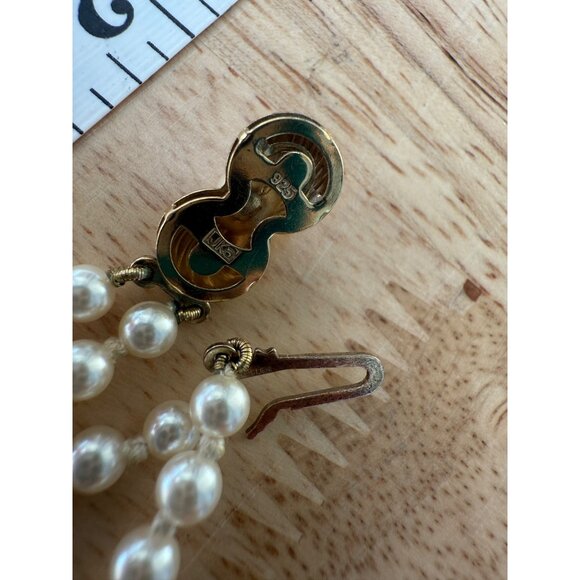 Vintage JKA Köhle Double Strand Faux Pearl Necklace 17" Gold Plated 925 Stamped - Picture 16 of 16